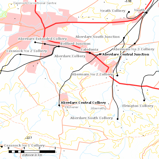 Aberdare Central Branch line map