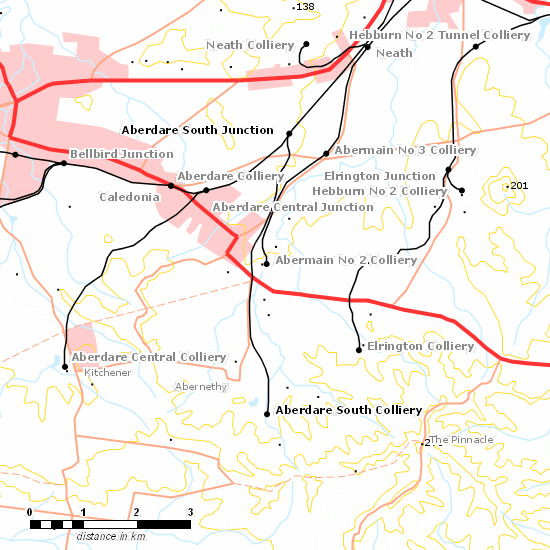 Aberdare South Railway line map