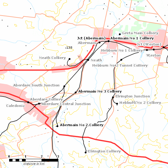 Abermain Railway Branch line map