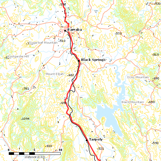 Barraba Branch line map