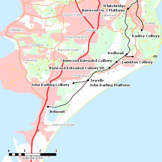 Belmont Branch line map