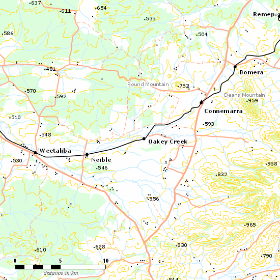 Binnaway - Werris Creek Line line map