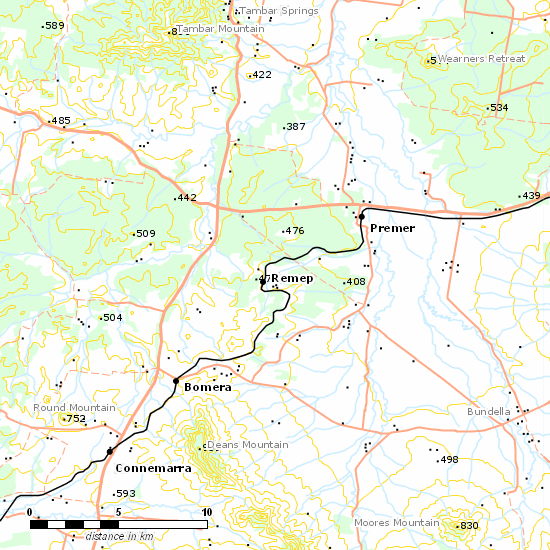 Binnaway - Werris Creek Line line map