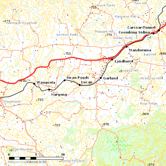 Blayney - Demondrille Line line map