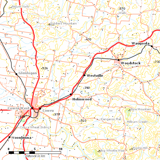 Blayney - Demondrille Line line map