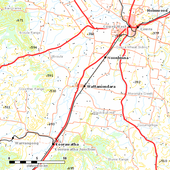 Blayney - Demondrille Line line map