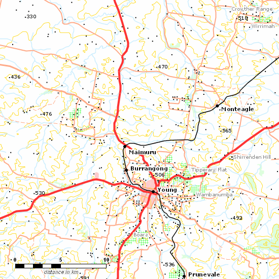 Blayney - Demondrille Line line map