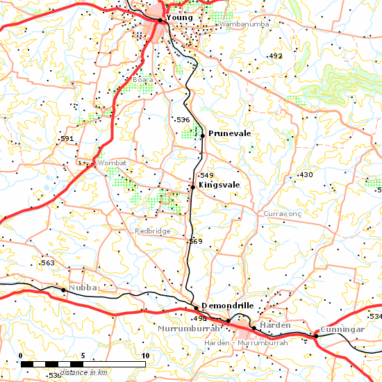 Blayney - Demondrille Line line map