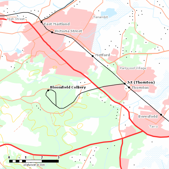 Bloomfield Colliery Branch line map