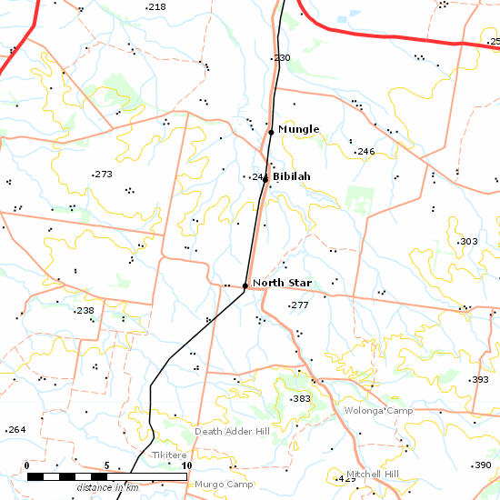 Boggabilla Branch line map