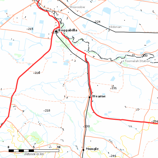 Boggabilla Branch line map