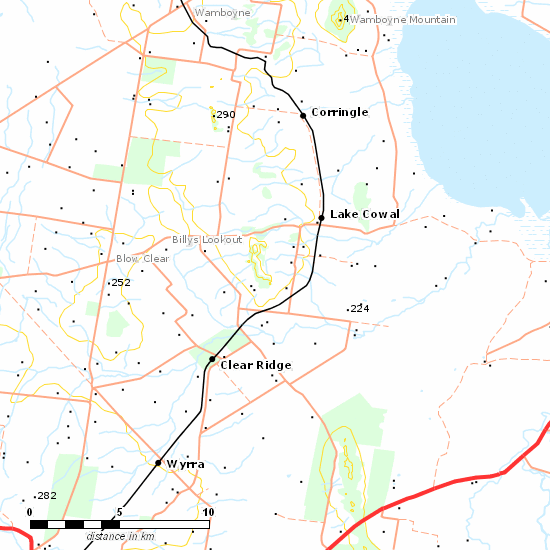 Burcher Branch line map