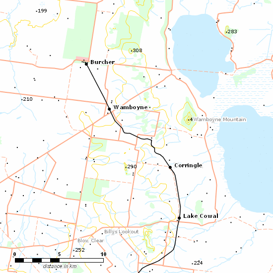 Burcher Branch line map