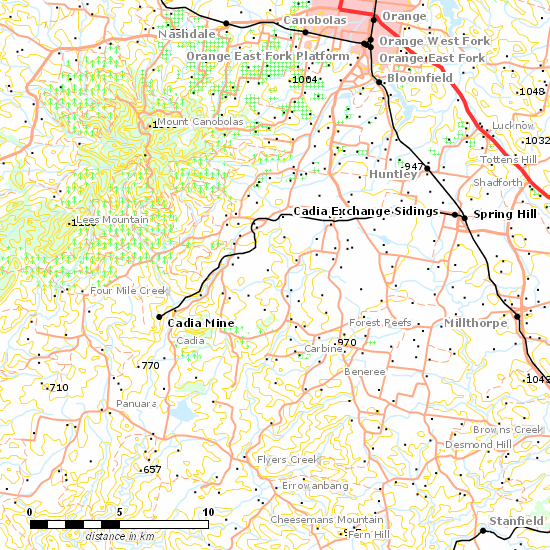 Cadia Mine Branch line map