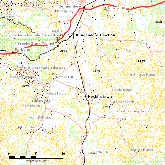 Captains Flat Branch line map