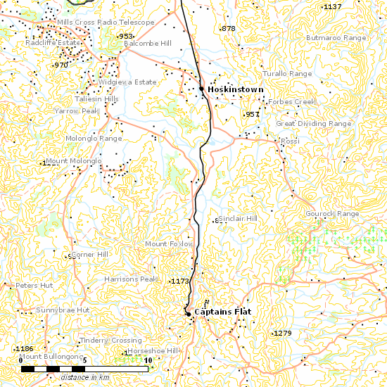 Captains Flat Branch line map