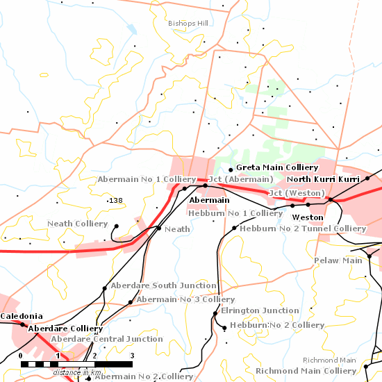 Cessnock Branch line map