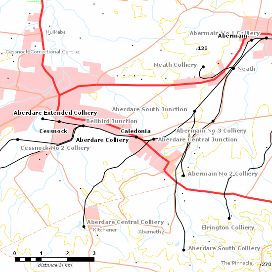 Cessnock Branch line map