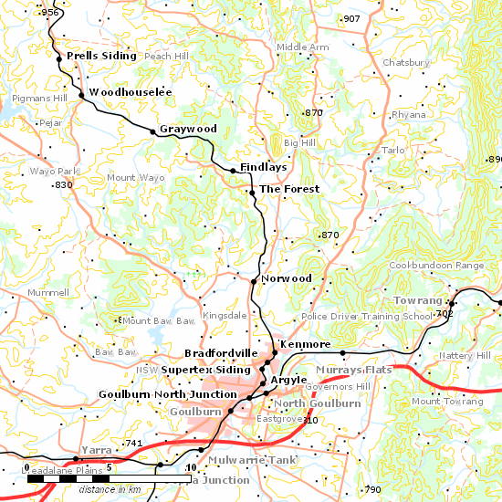 Crookwell Branch line map