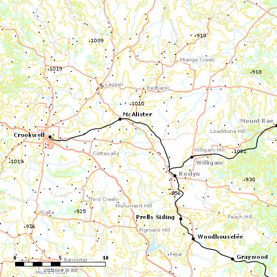 Crookwell Branch line map