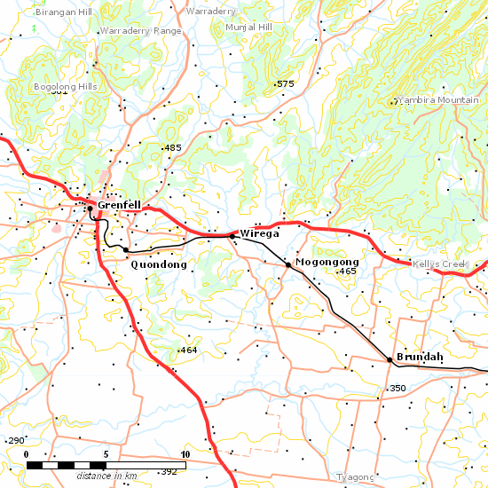 Grenfell Branch line map