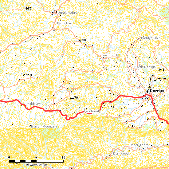 Guyra - Dorrigo Line line map