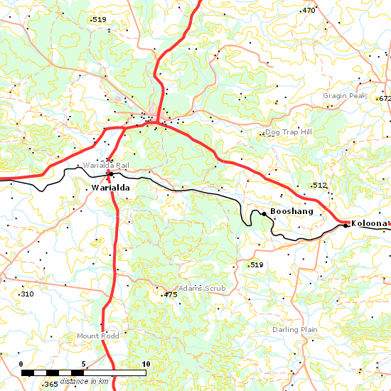 Inverell Branch line map