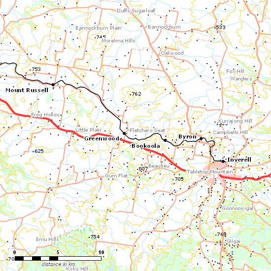 Inverell Branch line map