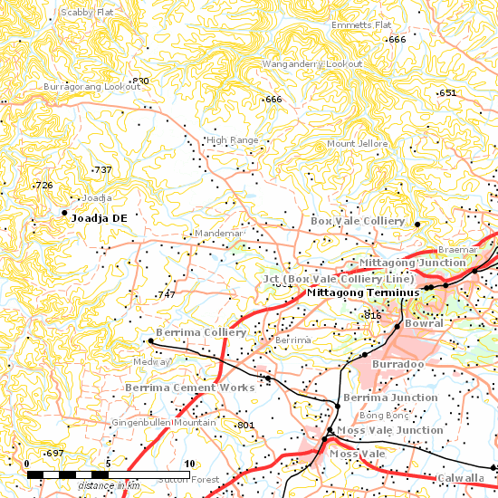 Mittagong - Joadja Line line map