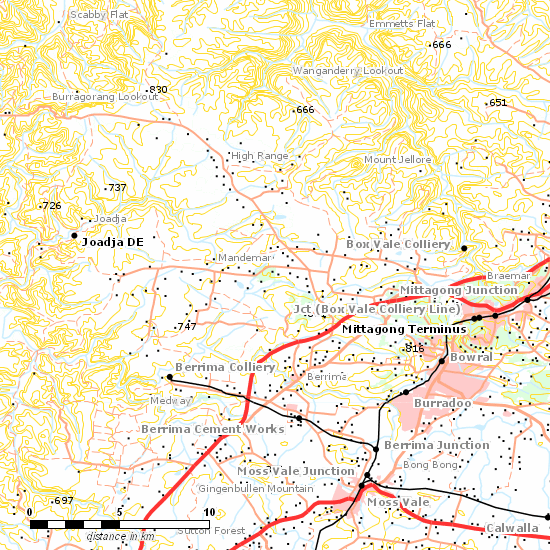 Mittagong - Joadja Line line map