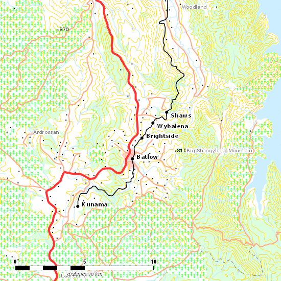 Kunama Branch line map