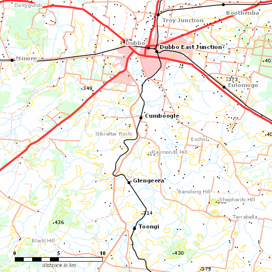 Molong - Dubbo Line line map