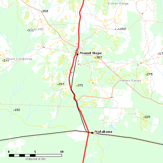 Mount Hope Branch line map