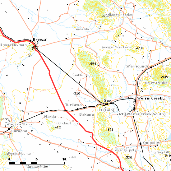 Mungindi Line line map