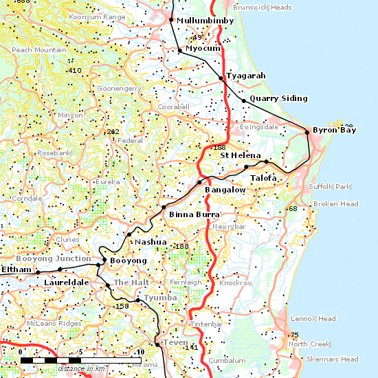 Murwillumbah Branch line map