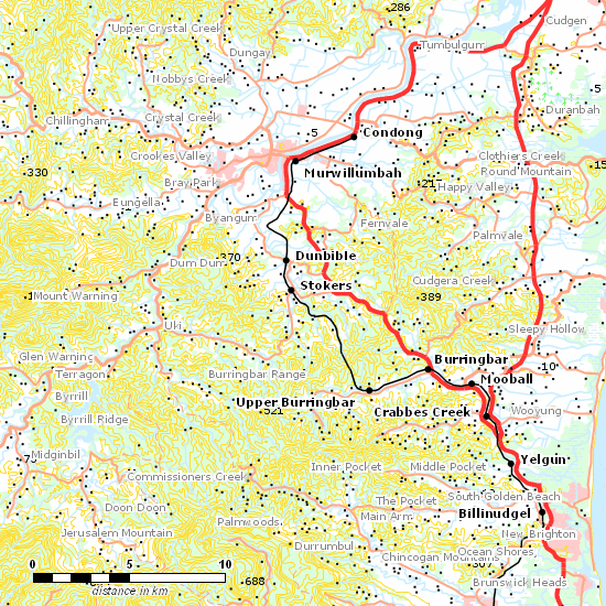 Murwillumbah Branch line map