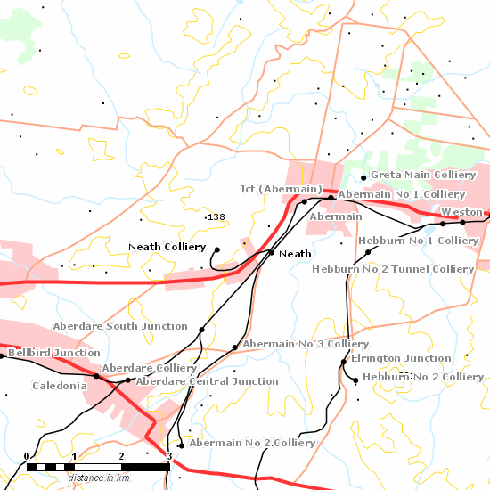 Neath Colliery Branch line map