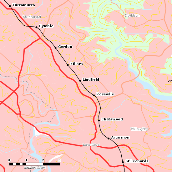 North Shore Line line map