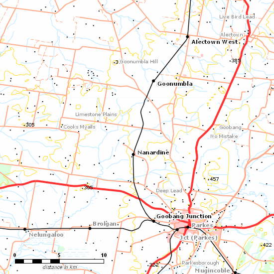 Parkes - Narromine Line line map