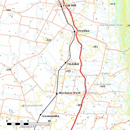 Parkes - Narromine Line line map