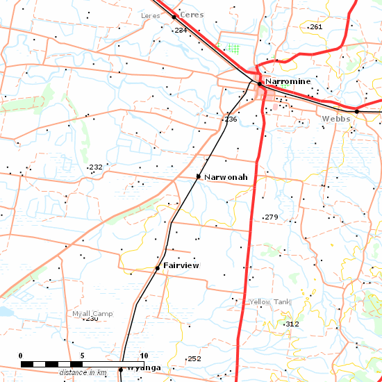 Parkes - Narromine Line line map