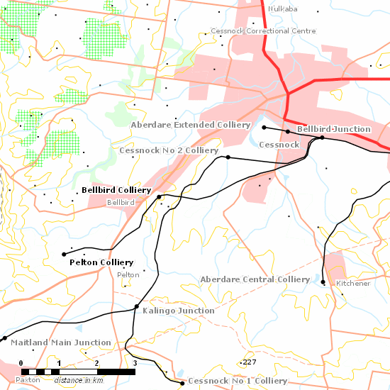 Pelton Colliery Branch line map