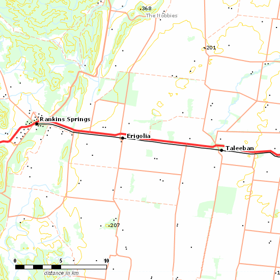 Rankins Springs Branch line map