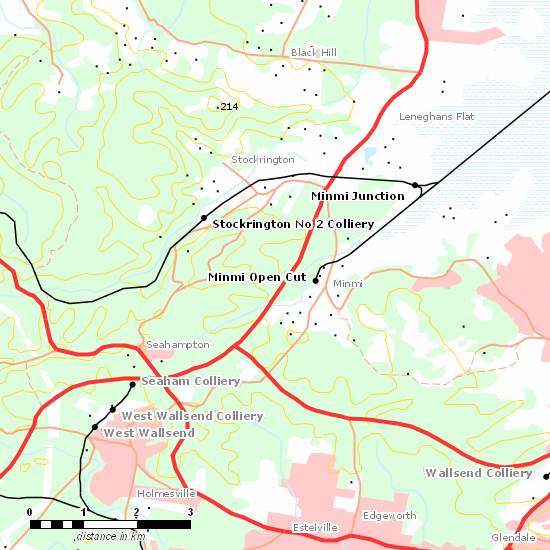 Richmond Vale Railway line map