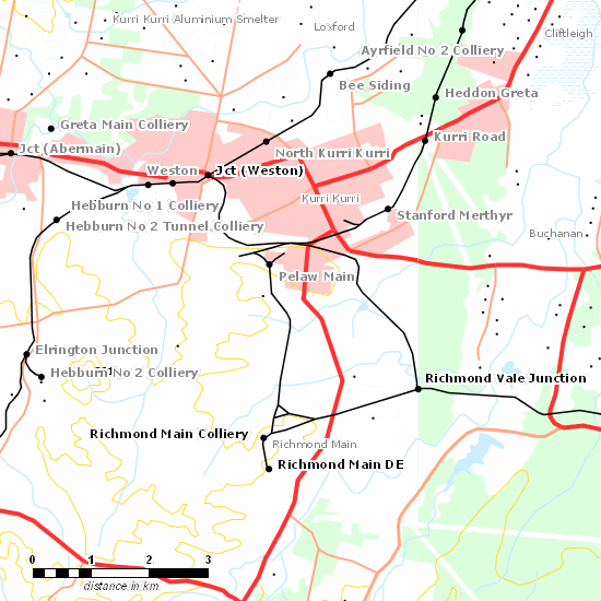 Richmond Vale Railway line map