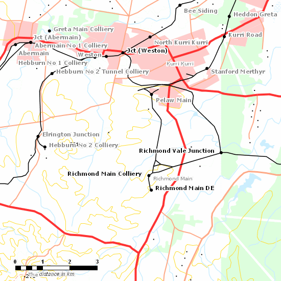 Richmond Vale Railway line map