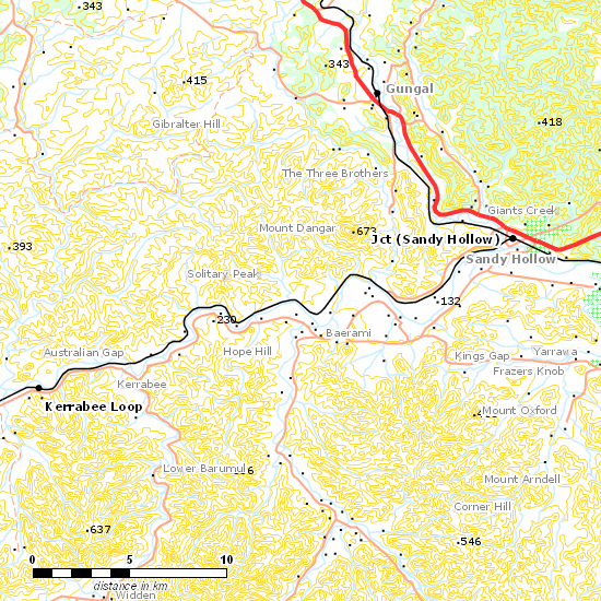 Sandy Hollow - Gulgong Line line map