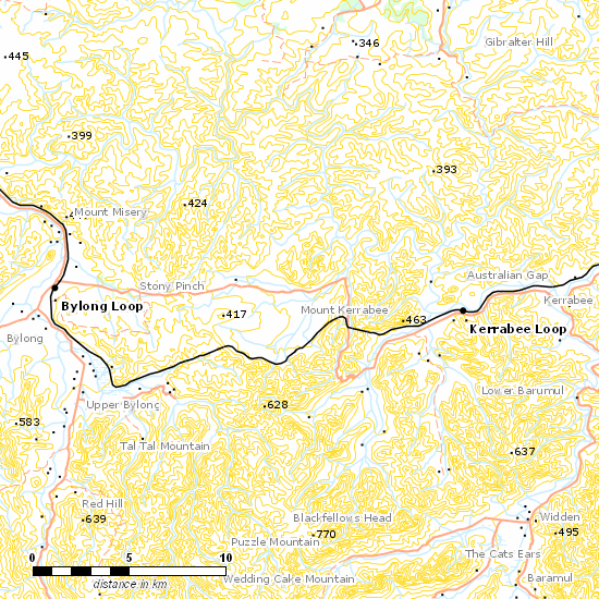 Sandy Hollow - Gulgong Line line map