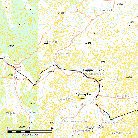 Sandy Hollow - Gulgong Line line map