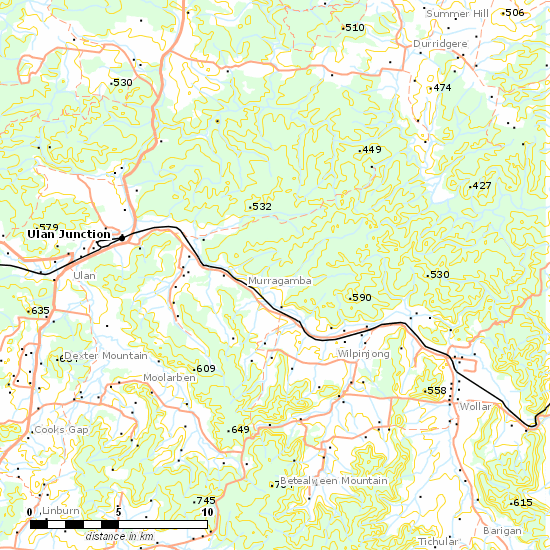 Sandy Hollow - Gulgong Line line map